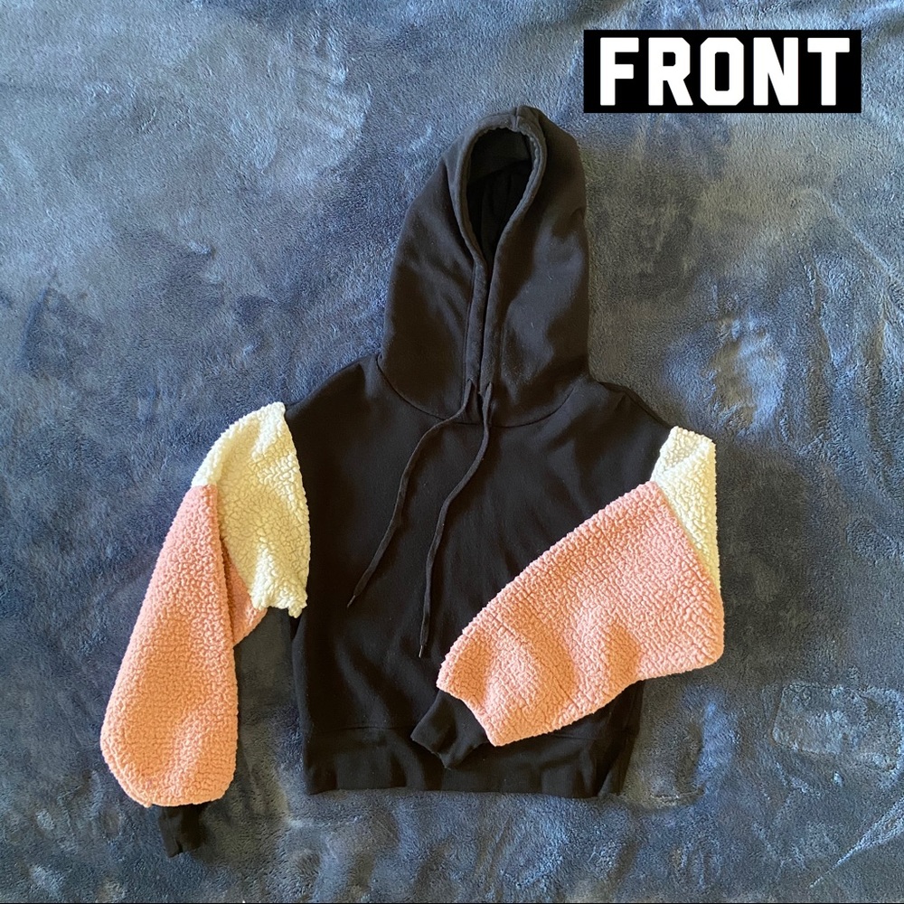 Hoodie with fuzzy sleeves